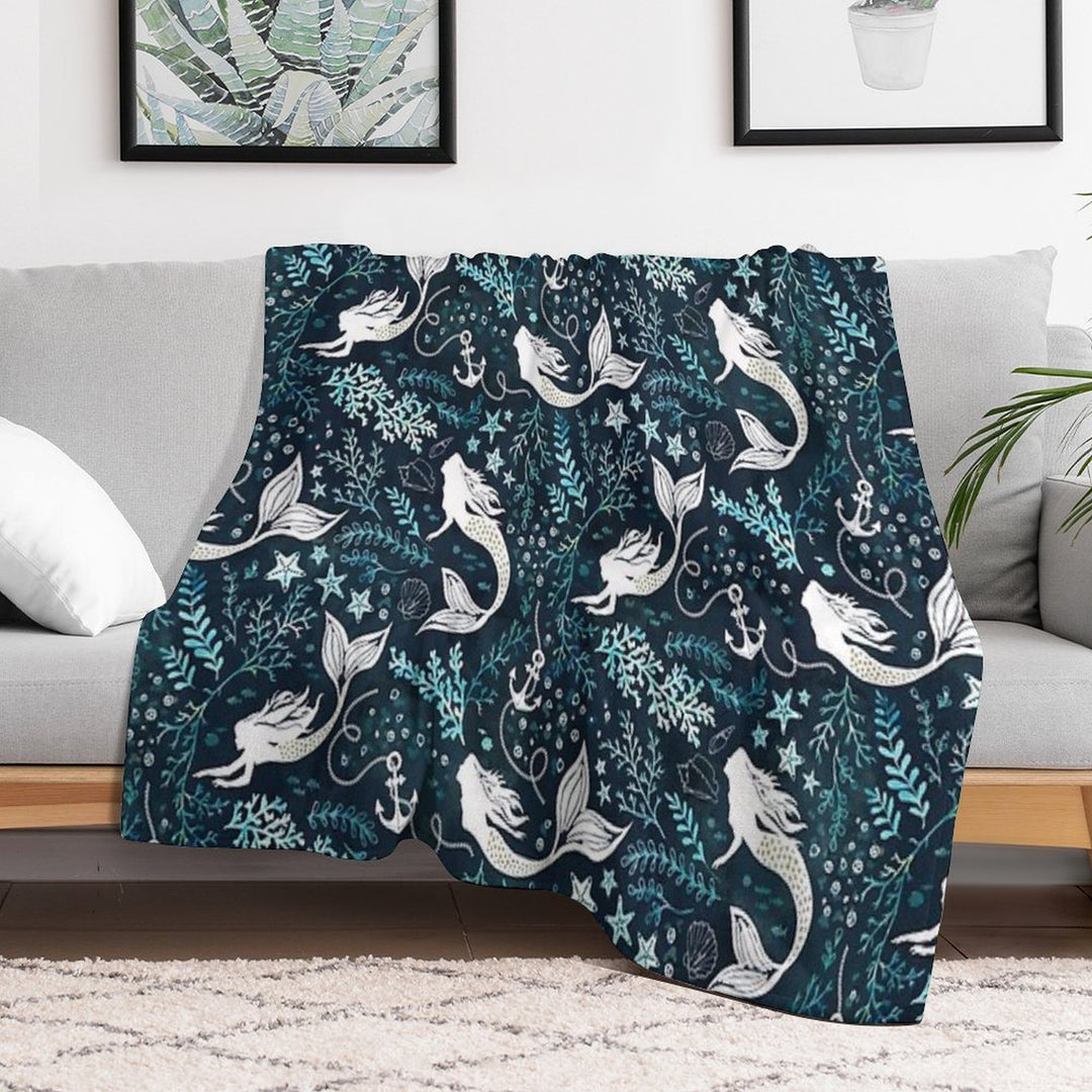 Mermaid Ocean Dark Premium Throw Blanket