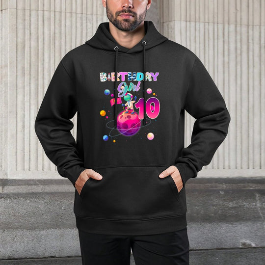10th Birthday 10 Years Old Astronaut Space Galaxy Girl Moisture-Wicking Hoodie