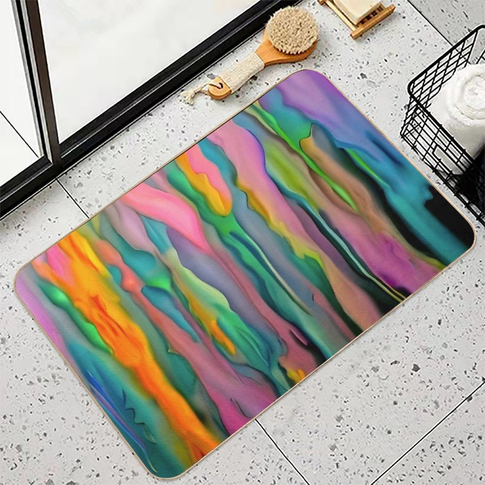 Pink And More A Watercolor Multicolored Original Abstract Art Image  Repositionable Bath Mat