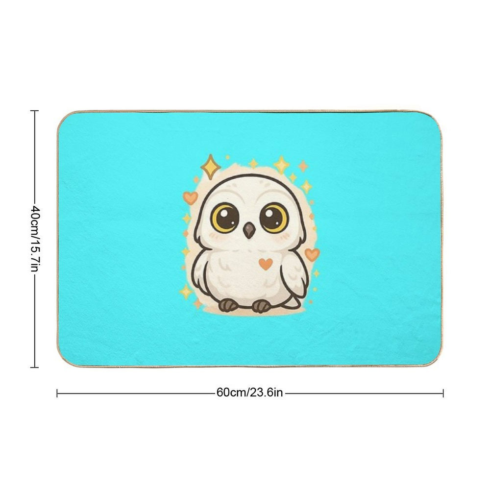 Kawaii Baby Snowy Owl – Chibi Mascot  Stain-Proof Bath Mat