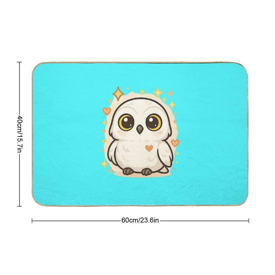 Kawaii Baby Snowy Owl – Chibi Mascot  Stain-Proof Bath Mat