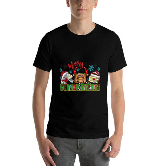 Merry Post Christmas Postal Worker Post Office Santa Hat  Easy-care T-Shirt