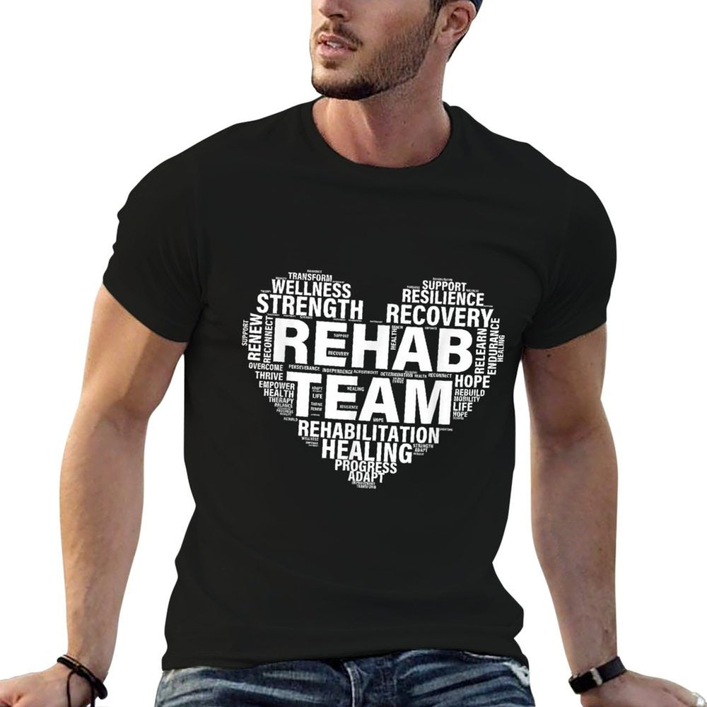 Rehab Team Physical Therapy Rehabilitation Awareness Week PT  Relaxed-fit T-Shirt