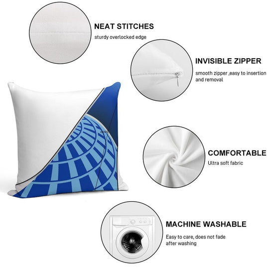 United Airlines Boeing 737-800 Blue Evolution Tail (Left Facing) Soft Warmth Comfort Throw Pillow
