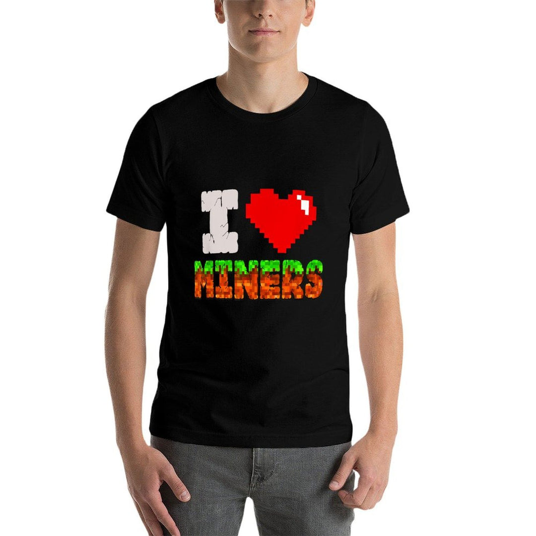 I Love Miners Funny Heart Video Gamer Meme Pixel Game Lover  Lightweight T-Shirt