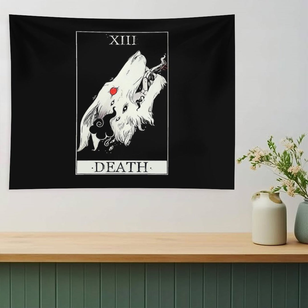 Death Tarot Card Wolf Art Tapestry