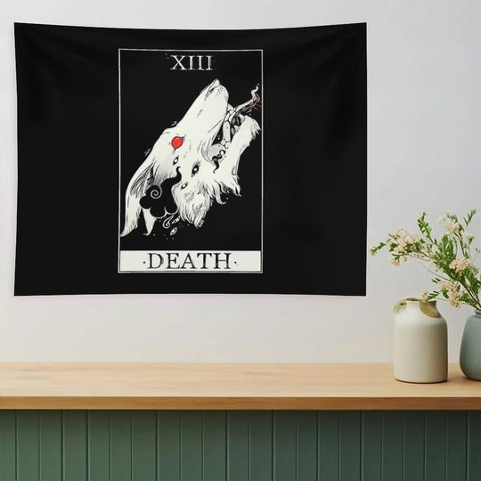 Death Tarot Card Wolf Art Tapestry