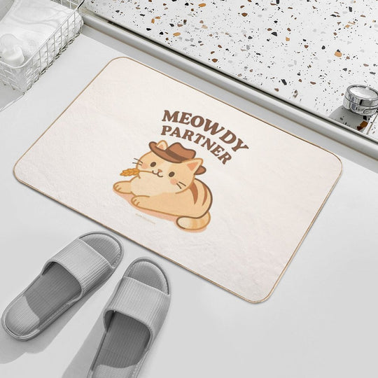 Meowdy Partner – Cowboy Cat Western Design  Absorbent Bath Mat