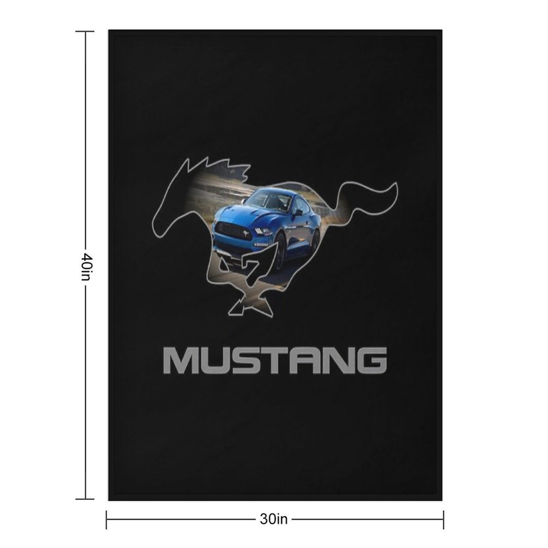 Ford Mustang GT Logo Emblem Design (Blue on Black) Velvety-soft Throw Blanket