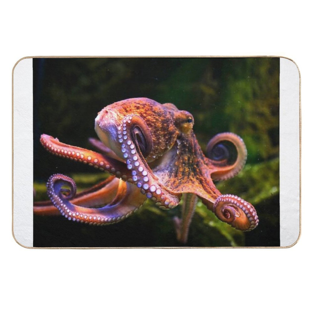 Octopus Photo with High Resolution Quality  Slip-Resistant Bath Mat