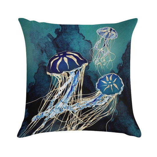 Metallic Jellyfish III Soft Multiple Sizes Throw Pillow