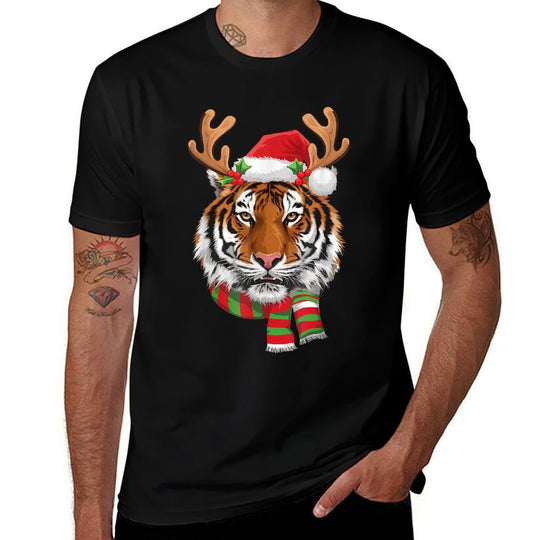 Tiger Reindeer Christmas - Santa Tiger Xmas Tiger Lover  Affordable Price T-Shirt