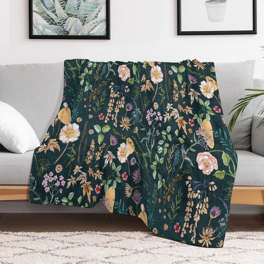 Hana Floral (teal) Gift-ready Throw Blanket