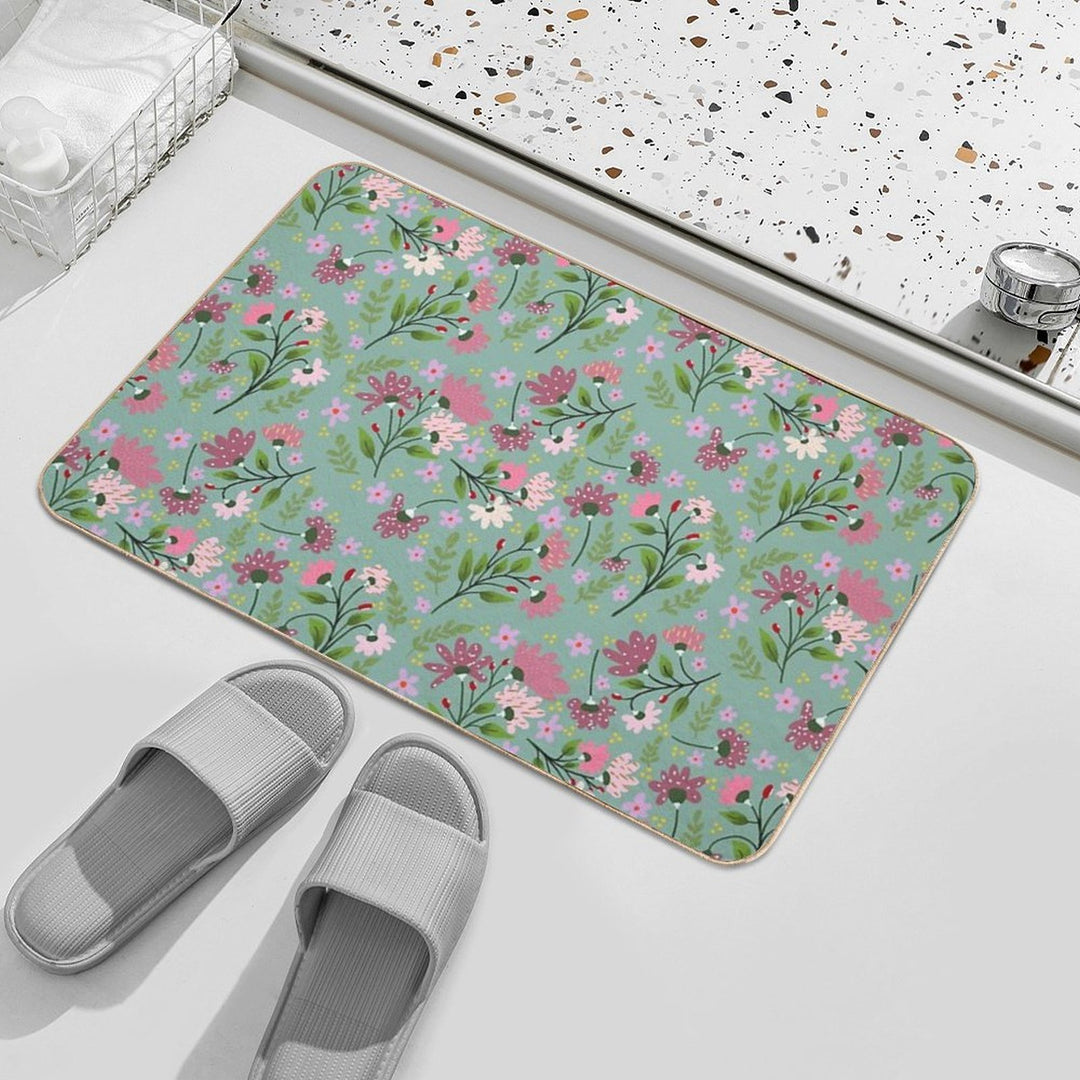Floral Whimsy on Teal  Versatile Bath Mat
