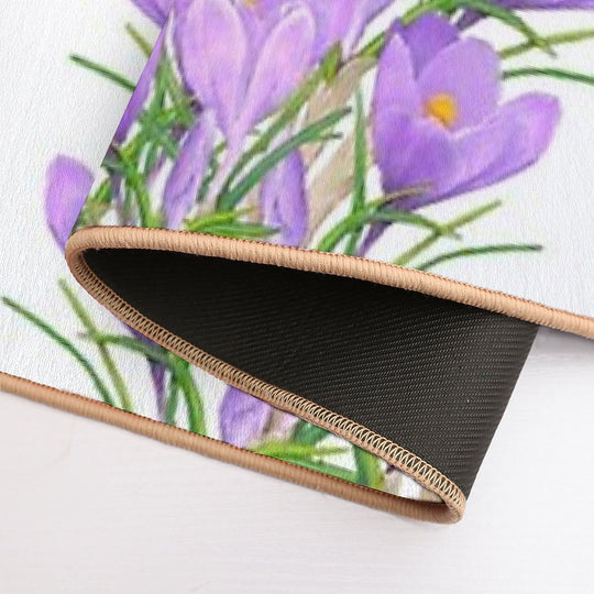 A Smiley Girl  Among Violet Saffron Blooms  Versatile Bath Mat