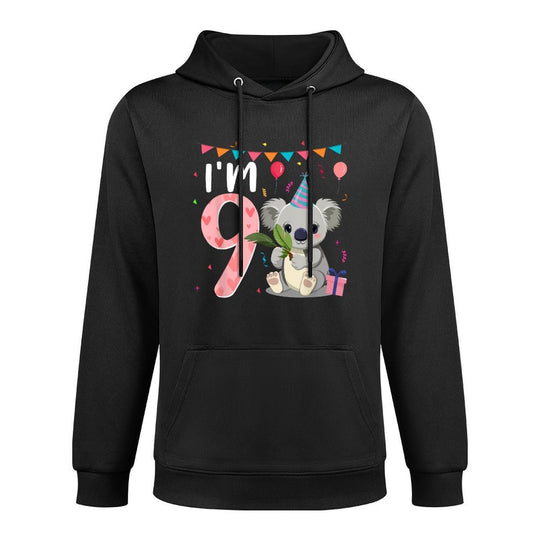 9th Birthday Girl Koala Bear 9 Year Old Medium-Weight Fabric Hoodie