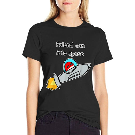 Poland Can Into Space Happy Polandball Meme  High-quality Stitching T-Shirt
