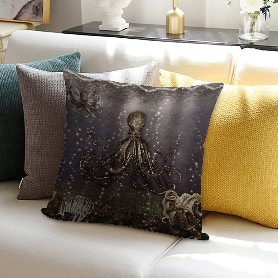 Octopus' Lair - Old Photo Soft Decorative Cover Throw Pillow