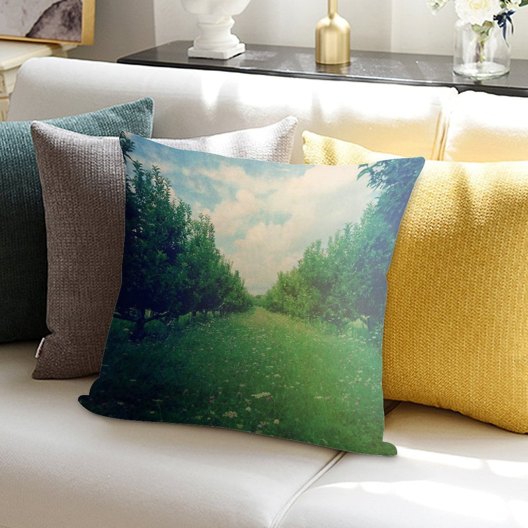 Apple Orchard in Spring Soft Easy Maintenance Throw Pillow