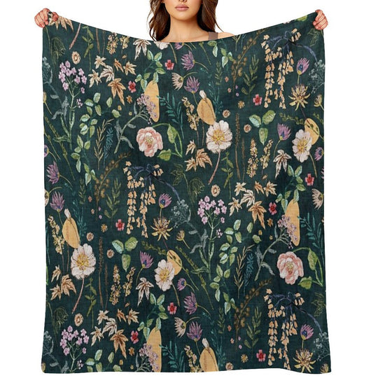 Hana Floral (teal) Gift-ready Throw Blanket