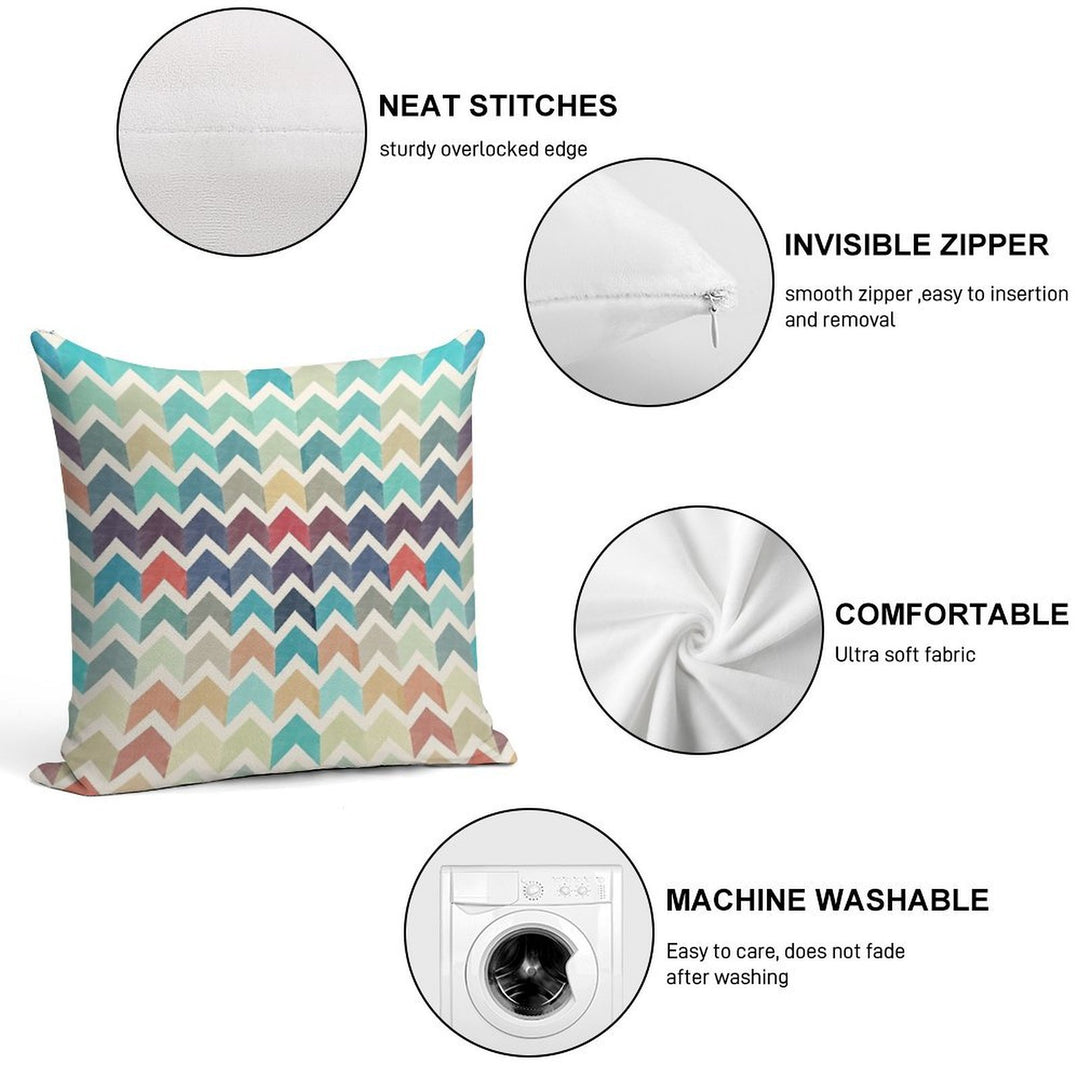 Watercolor Chevron Pattern Soft Anti-Pilling Throw Pillow