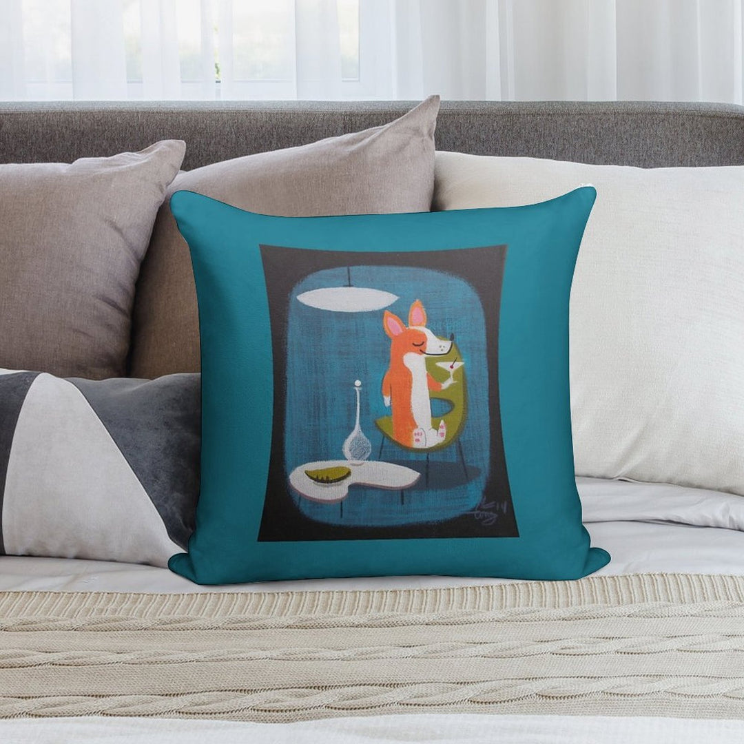 Corgi At Home Soft Home Decor Throw Pillow