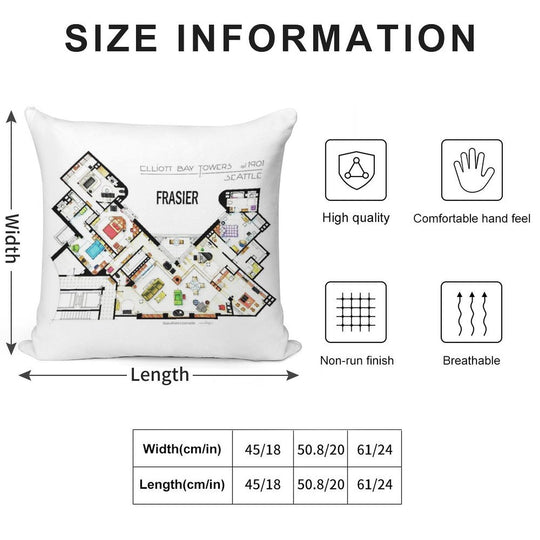 Frasier Apartment Floorplan Soft Anti-Pilling Throw Pillow