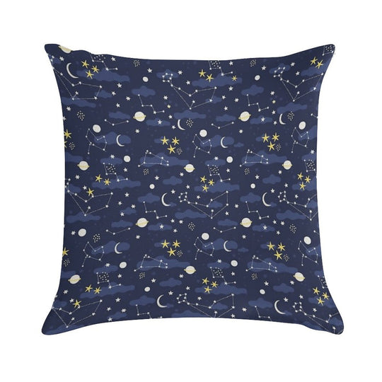 Galaxy - Cosmos, Moon And Stars. Astronomy Pattern. Cute Cartoon Universe Design. Soft Style Accent Throw Pillow