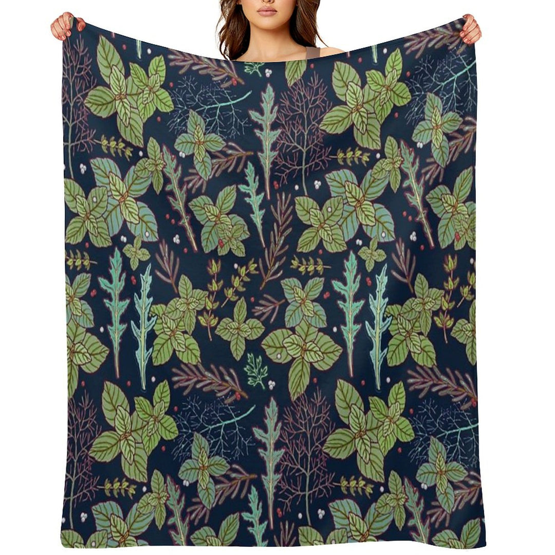 Dark Herbs Pattern Comfort Throw Blanket