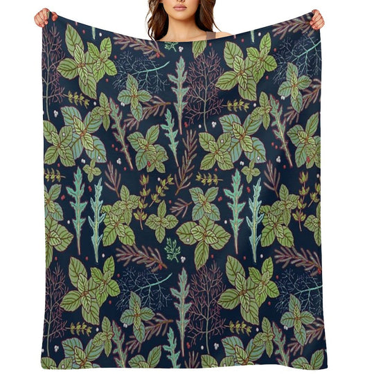 Dark Herbs Pattern Comfort Throw Blanket