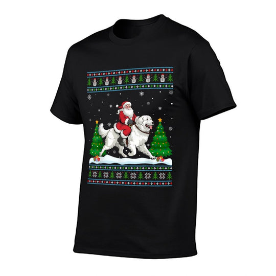 Ugly Xmas Tree Santa Riding Great Pyrenees Dog Christmas for Men Women Kids  Graphic-printed T-Shirt