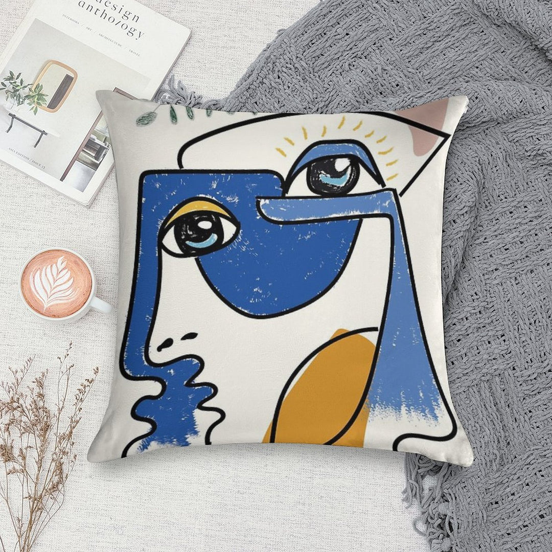 Minimal  Cute Face Soft Fade-Resistant Throw Pillow