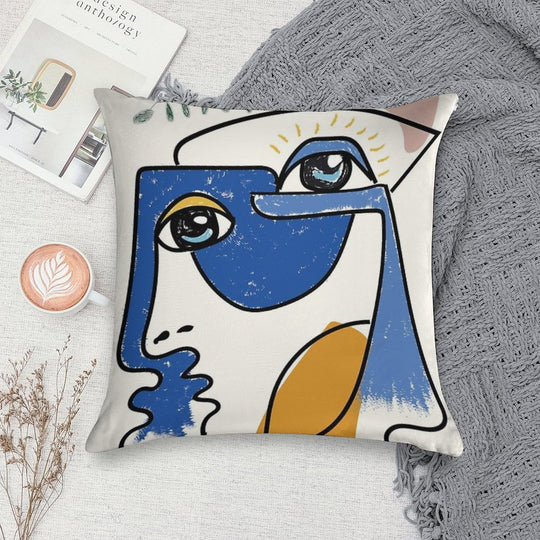 Minimal  Cute Face Soft Fade-Resistant Throw Pillow