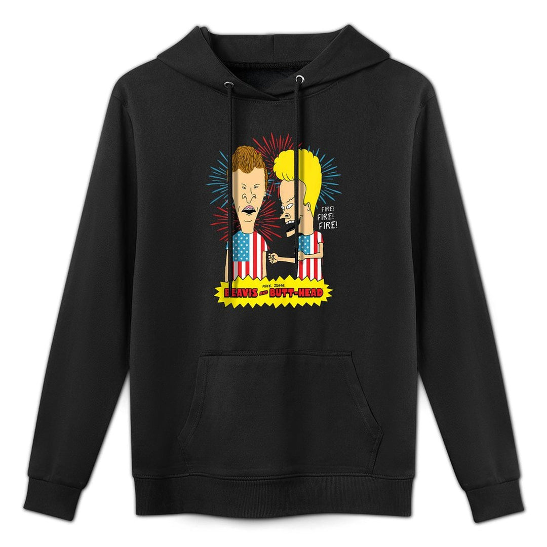 Beavis And Butthead - BB USA Flames Relaxed Fit Hoodie