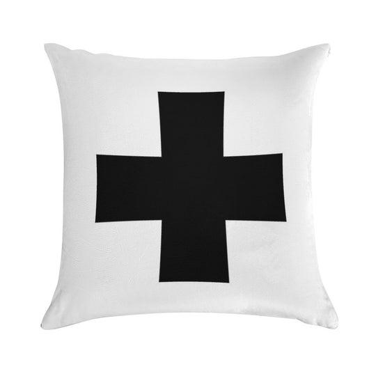 Swiss Cross in Black Soft Style Accent Throw Pillow