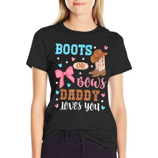 Boots Or Bows Daddy Loves You Gender Reveal Party Outfit Dad  Oversized Silhouette T-Shirt