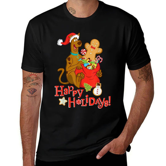 Scooby-Doo Christmas Happy Holidays Santa Bag Of Sweets  Heathered Texture T-Shirt