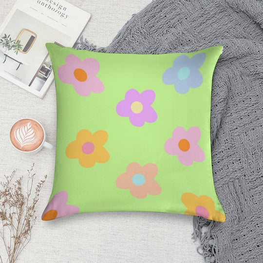 Pastel 5-petal Flowers Soft Gift Ready Throw Pillow