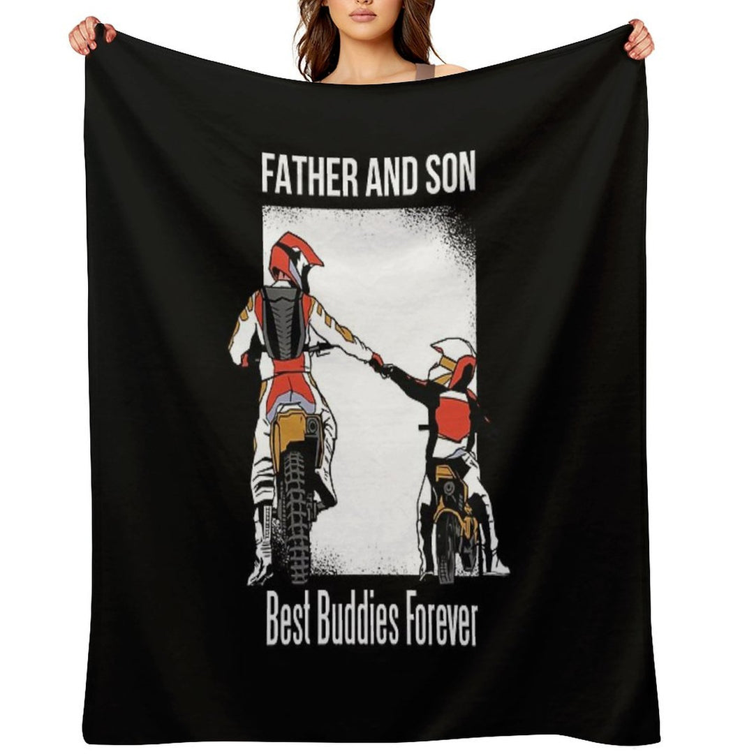 Father And Son, Motocross, Friendship, Motorcycle Comfort Throw Blanket