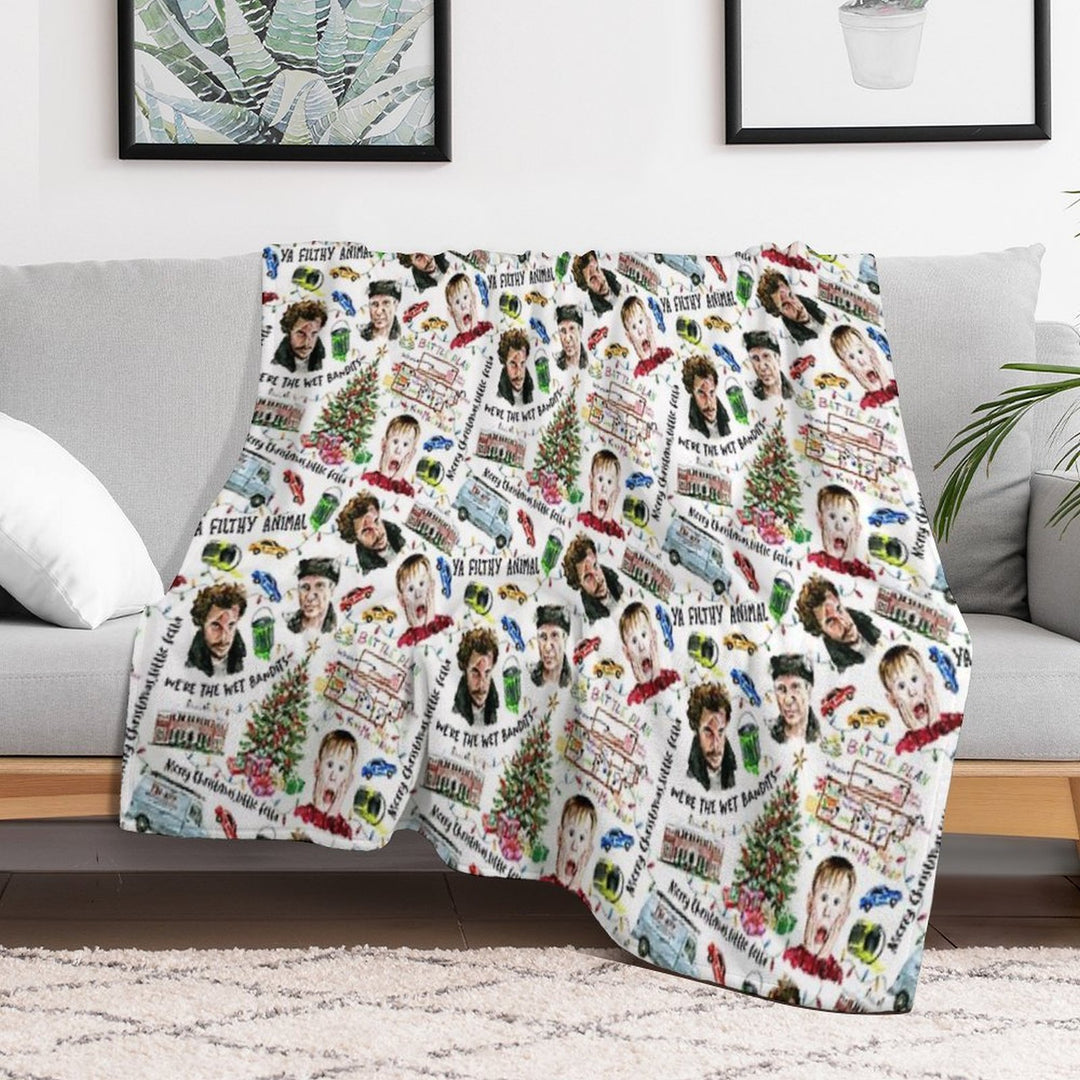 Home Alone Kevin McCallister Christmas Holiday Pattern Plush Throw Blanket