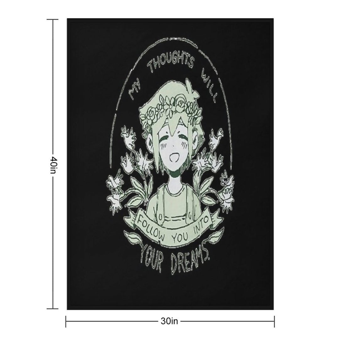 Omori My Thoughts Will Follow You Into Your Dreams Basil Travel-friendly Throw Blanket