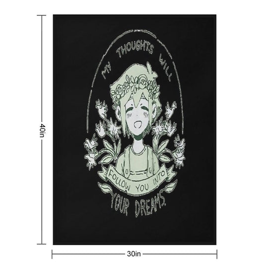 Omori My Thoughts Will Follow You Into Your Dreams Basil Travel-friendly Throw Blanket