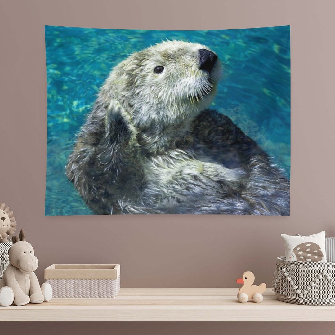 Adorable Sea Otter Cute Blue Water Tapestry