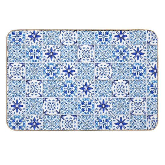 Mediterranean Mosaic Tiles  Azulejo Durable Bath Mat