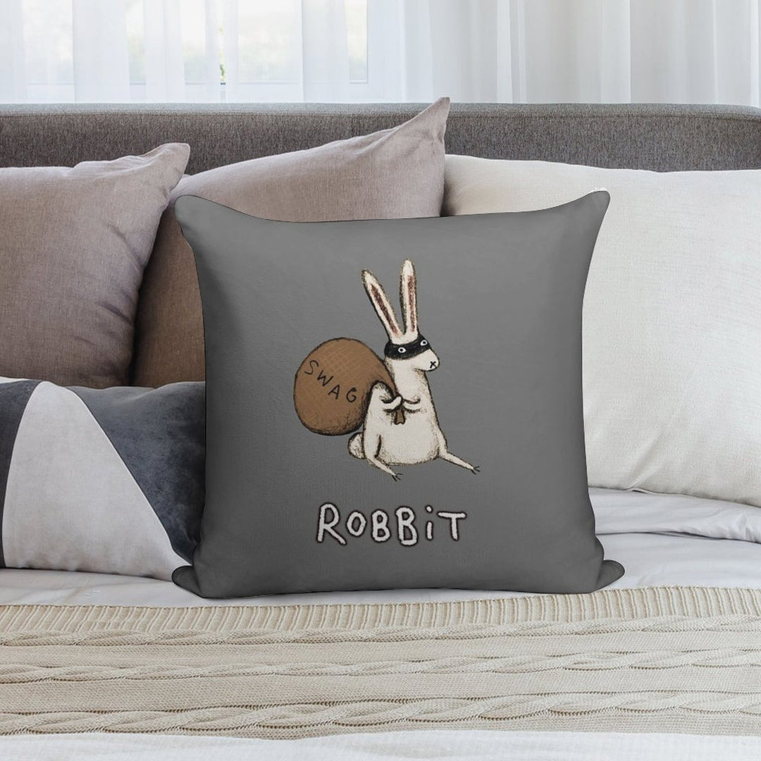 Robbit Soft Short Plush Fabric Throw Pillow