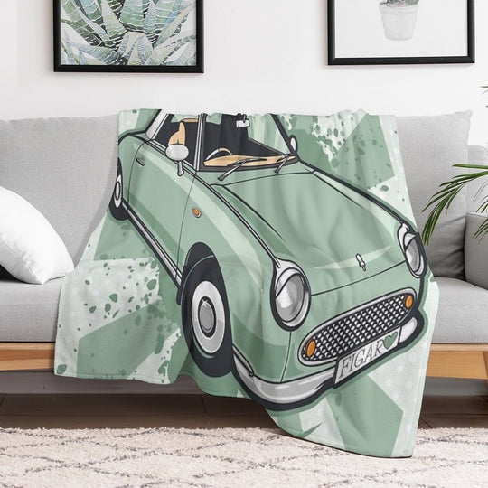 Emerald Green Nissan Figaro Versatility Throw Blanket