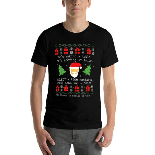 SQL Santa Claus Database Clause Developer Code DB Programmer  Relaxed-fit T-Shirt