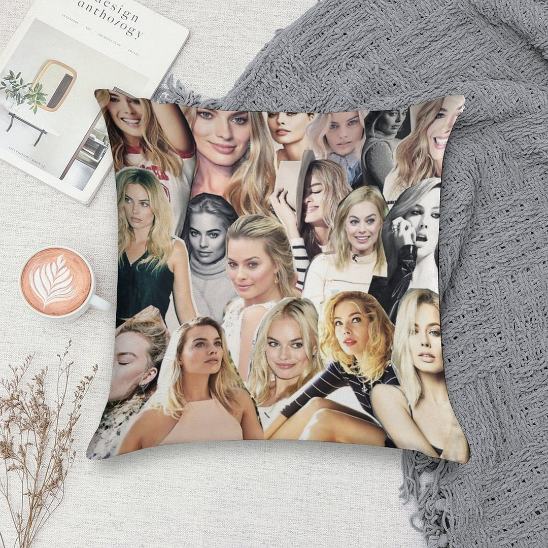 Margot Robbie Collage Soft Easy Maintenance Throw Pillow