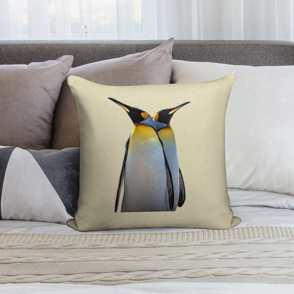 Two King Penguins on The Beach  Unique Photo Art Soft High-Density Material Throw Pillow