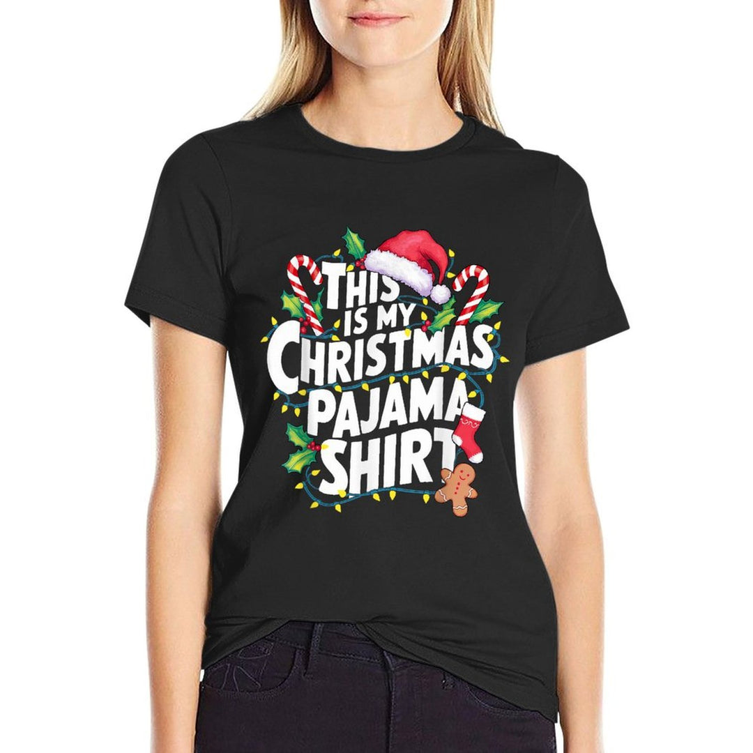 This Is My Christmas Pajama Santa Hat Matching Family Xmas  Quick-drying T-Shirt